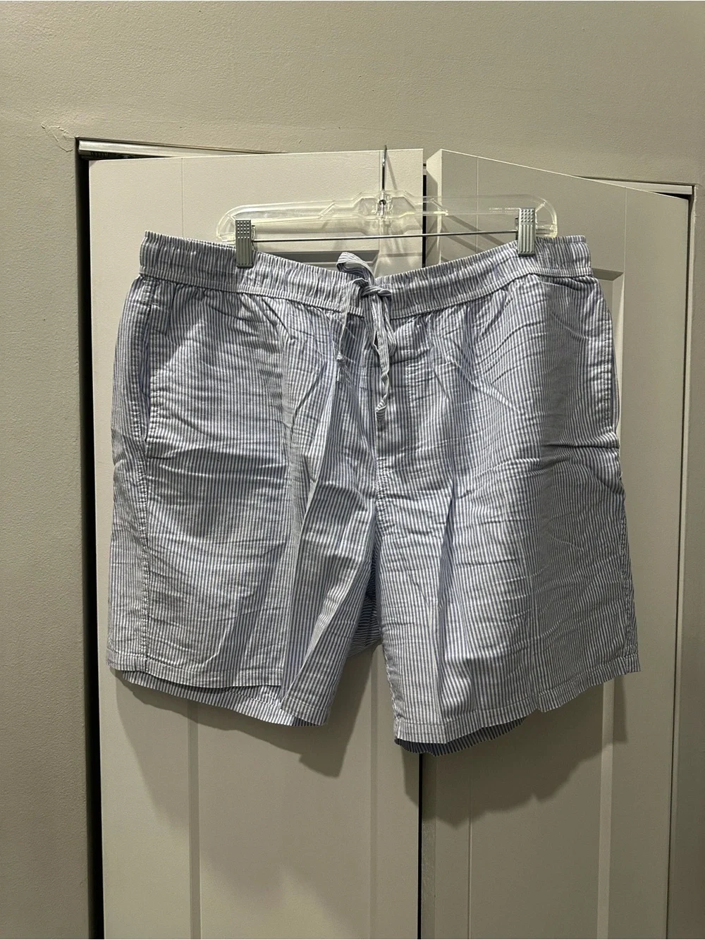 J. Crew Light Blue & White Striped Casual Shorts